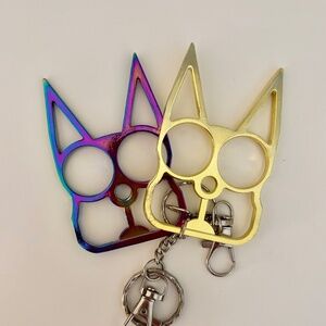 Cat Ears~Pointy Knuckles Safety Keychains ~ 2 kitty cat ears keychains